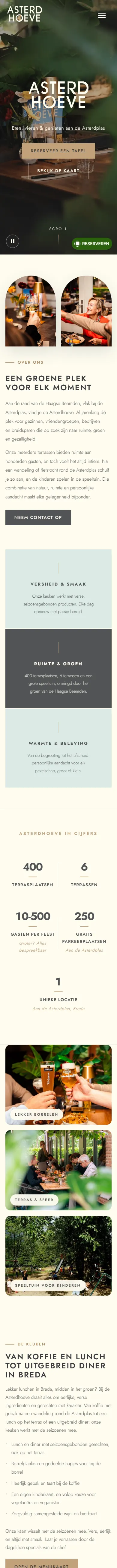 De nieuwe website van Asterd Hoeve op een telefoon, met de film bovenaan